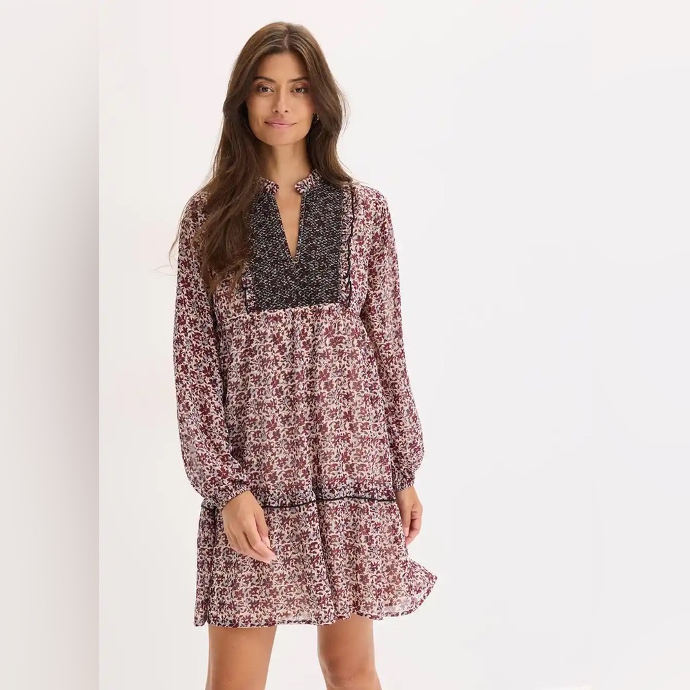 ZARA Boho Long Sleeve Floral Mini Dress Size Medium